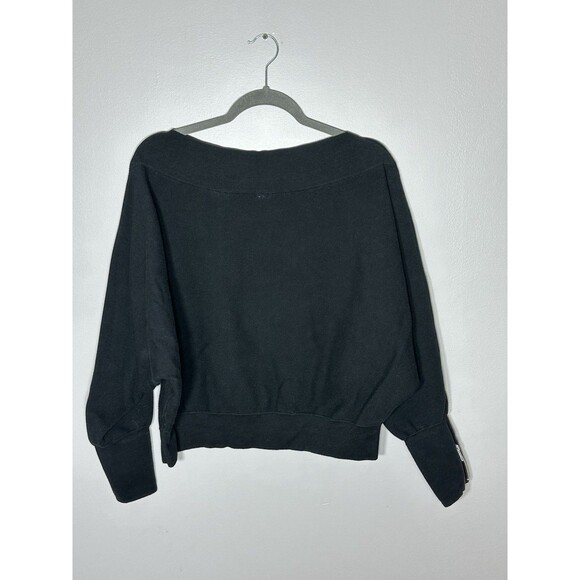 We The Free: Free People Wide Neck Sweater Womens S Black Long Sleeves w/zippers - Picture 2 of 4